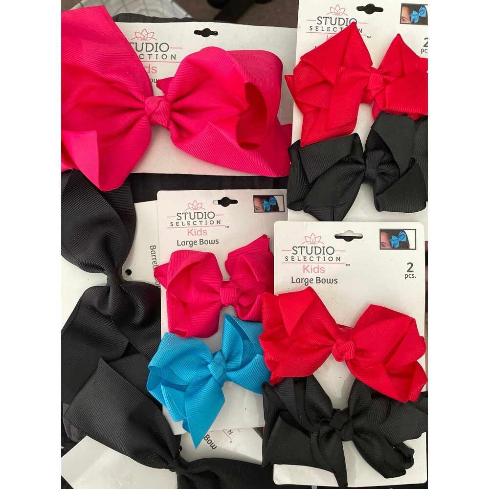 Kids Large Hairbows 9ct Pink blue Black Red New